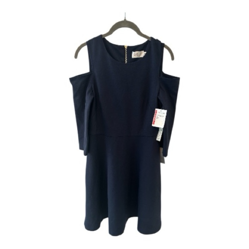Eliza J Navy Cold Shoulder Fit & Flare Dress Size 8 - Picture 2 of 7